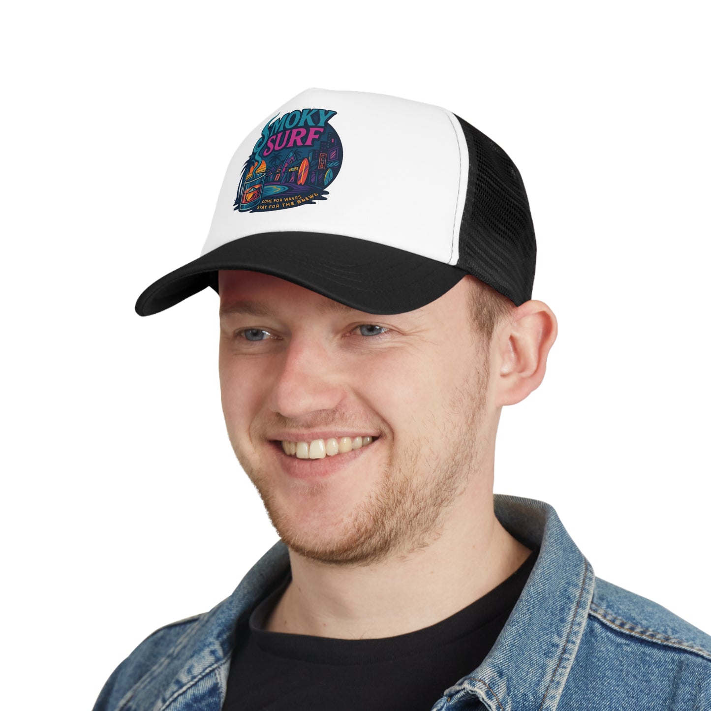 Smoky Surf Mesh Cap - Vibrant Beach-Style Trucker Hat for Summer Adventures